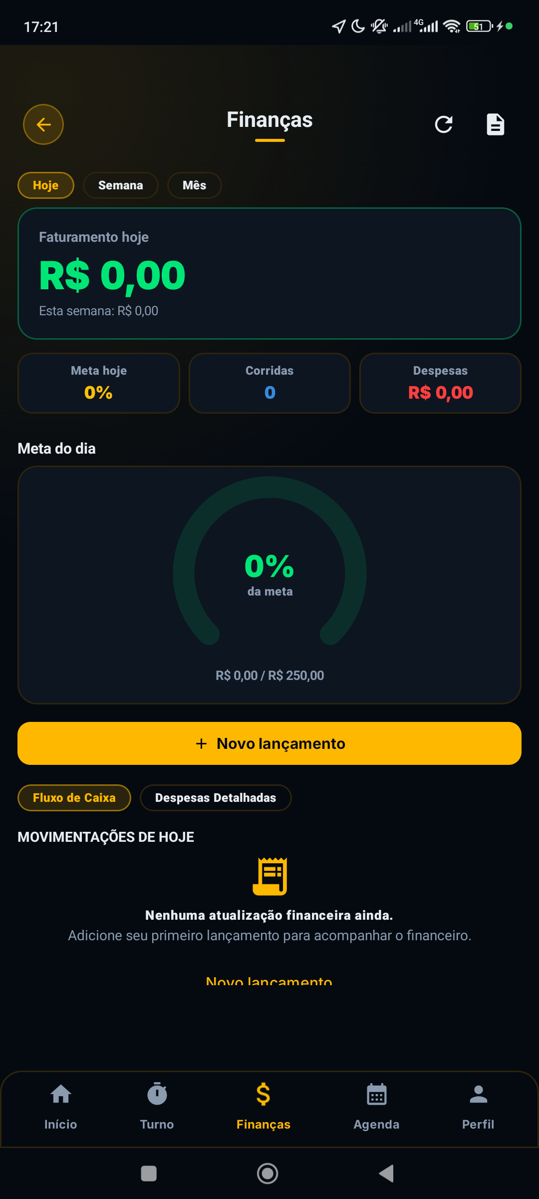 Finanças do dia: ganhos, gastos e lucro
